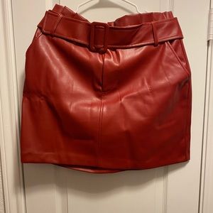 Red leather skirt